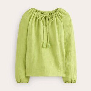 Boden Serena Double Cloth Blouse in Bright Chartreuse (Green/Yellow), size 8